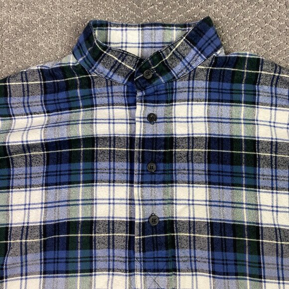 Vermont Flannel Co. Henley Shirt Men's Small Blue Green Plaid Check Pullover - Picture 2 of 13